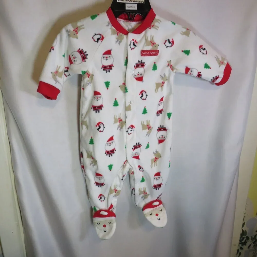 Baby Santa Christmas Footed Bodysuit Embroidered with Embroidered Bib